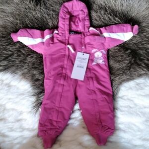 NWT MOSSI 12M One Piece Pink Snowsuit